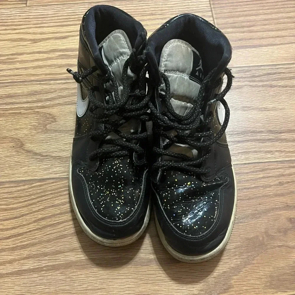 Nike Air Jordan 1 Glitter Black Sneakers 6.5 Y